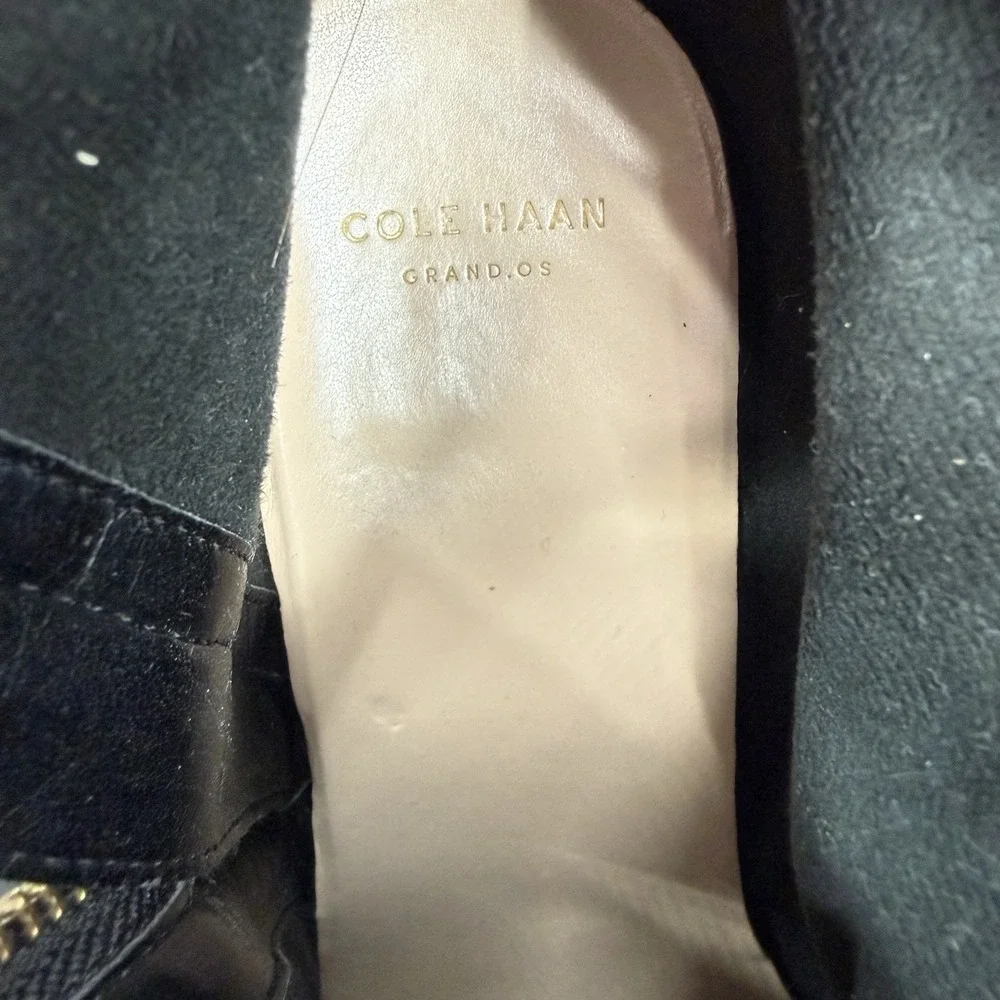 Cole Haan Ankle Boot‎ Grand OS Womens 10 Black Leather  Stacked High Heels Zip